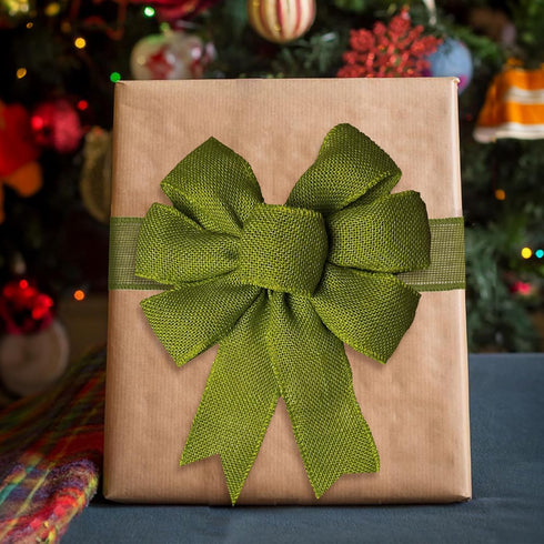 Sage Green Wired Burlap Ribbon, 1-1/2" x 11 Yards Wired Ribbons, Wide Burlap Ribbon with Spool, Wired Ribbon for Gift Wrapping, Arts and Crafts, P...