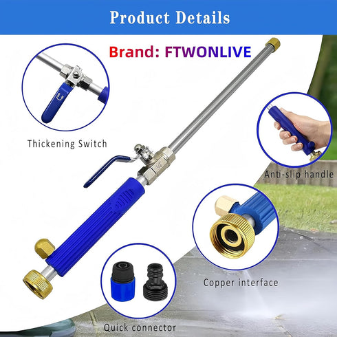 FTWONLIVE Upgraded Jet Nozzle for Garden Hose Power Washer Wand Hydro Jet High Pressure Washer Tools with 2 Different Nozzles and Hose Quick Conne...