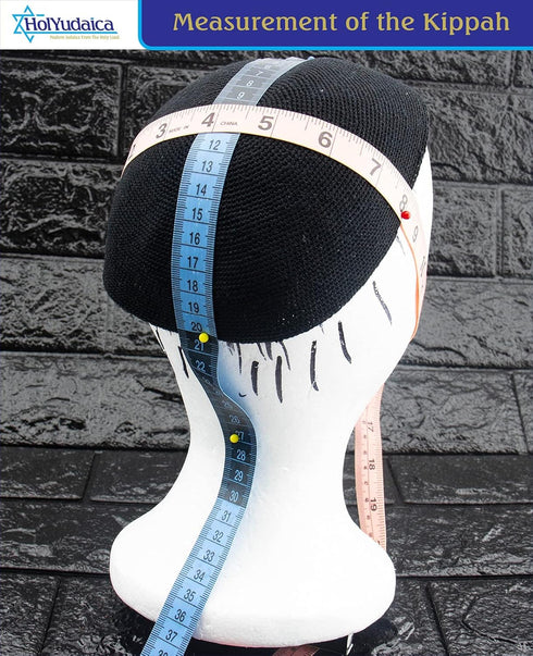 Hand Made 100% Cotton DMC Hand Knitted Kippah Hat from Israel, Hats for Men, Yarmulke Hat, Kippah for Men and Kids (Black, 20cm-7.9inch-Flat)...