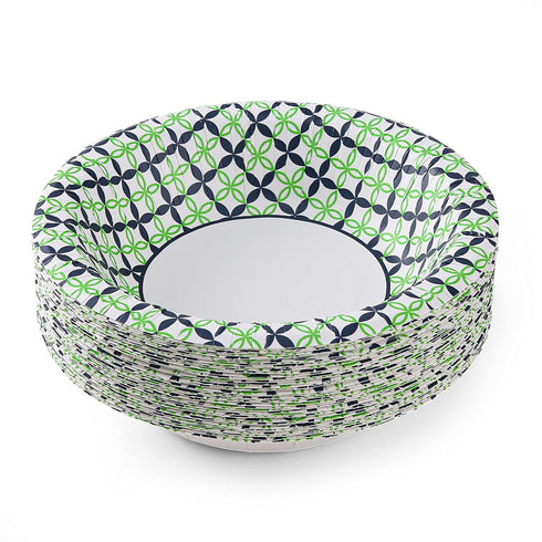 Glad Round Disposable Paper Bowls with Blue and Green Happy Daisies Design | Soak Proof, Cut-Resistant, Microwaveable Heavy Duty Disposable Bowls ...