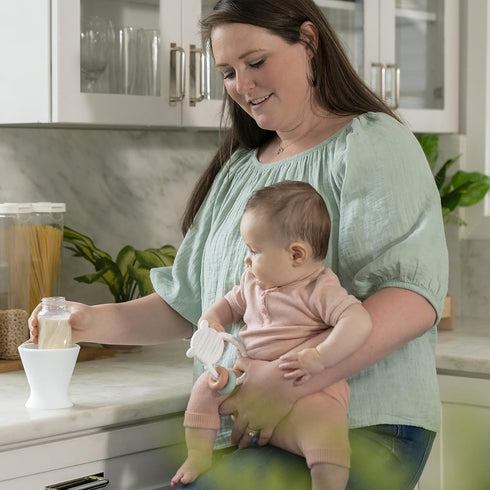 Boekee Baby Bottle Holder and Easy Hands Free Silicone Breast Pump Holder for One Handed Bottle Prep - Robins Egg, 1-Pack...