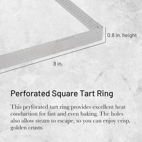 de Buyer Perforated Square Tart Ring - 8” x 8” x 0.8” - Perfect for Baking Beautifully Crisp Tarts - Easy to Use & Clean - Made in France...