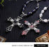 2 Pcs Crystal Cross Necklace Y2k Necklaces Vintage Goth Pearl Necklace Aesthetic Cross Choker Pearl Chain Necklace Gothic Cross Pendant for Women ...