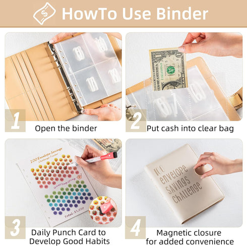 100 Envelopes Money Saving Challenge Save $5050 in 100 Days A5 Budget Money Saving Challenge Book Binder with 100 Cash Envelopes, With 3 Savings T...