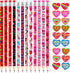 YVAINE 48 Pieces Valentine Pencils for Kids,Valentine's Day Pencils Assortment with Eraser 24 Wooden Pencils 24 Valentines Heart Eraser for Home S...