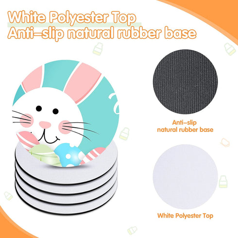 16 Pieces Sublimation Blank Cup Coasters Bulk 4x4 Inch Round Blank Cup Mat Rubber Circle Mat for Sublimation Transfer DIY Crafts Printing Heat Pre...