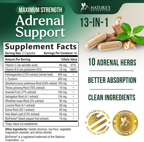 Adrenal Support Supplements Cortex Complex, Best Energy Supplement, Supports Cortisol Health & Energy Levels, Daily Ashwagandha for Women & Men, S...