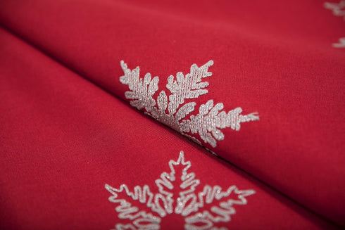 XD17141 Glisten Snowflake Embroidered Christmas Table Runner, 16 x 36-Inch, Red...