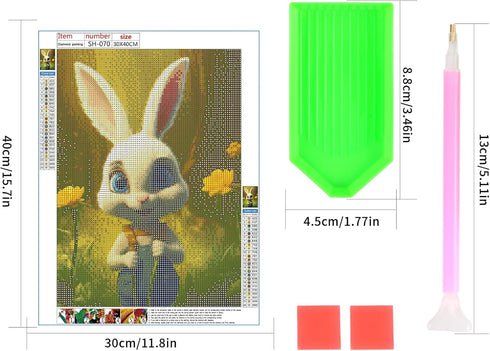 Siyurongg 5D Diamond Painting Kit, Digital Painting Kit - DIY Cartoon Rabbit Theme Full Rhinestone Art Picture, Craft Supplies for Kids and Adults...