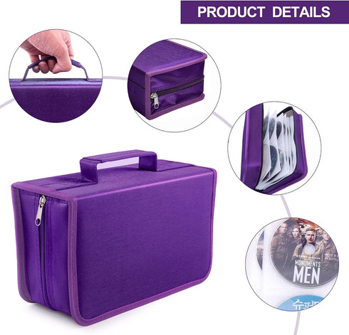 CD/DVD Case Holder, 128 Capacity CD VCD Media Wallet, Storage, Holder, Booklet, Organizer (Purple)...