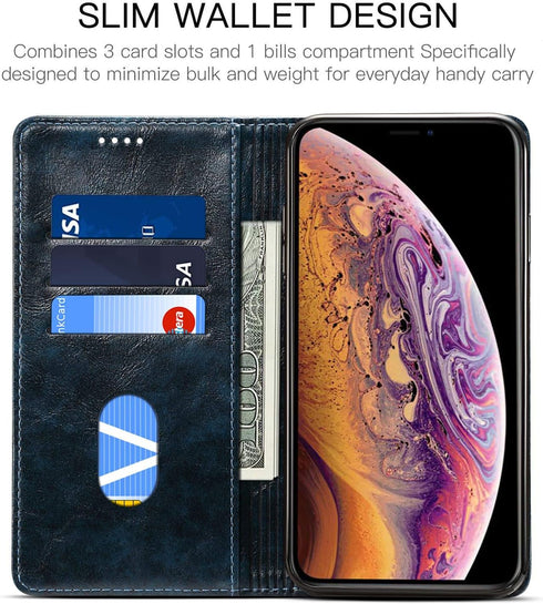 SINIANL iPhone XR Case, Leather Wallet Folio Case Book Design Flip Cover with Stand and ID Credit Card Slot Magnetic Closure for iPhone XR 6.1 inc...