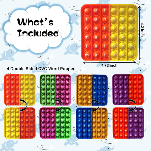 Word Pops CVC Word Games, Sight Words Fidgety Board Phonics Reading Spelling, Kindergarten Learning Activity, Montessori Sensory Educational Toy f...