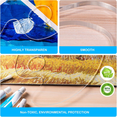 3pcs Acrylic Paint Palette Clear Art Palette for Adults & Kids, Transparent Non-Stick Oil Paint Palette with Protective Kraft for DIY Craft Art Pa...