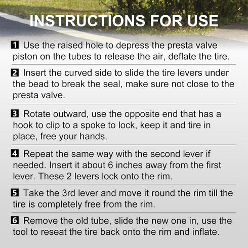 6Pcs Compact Roadside Bicycle Tyre Levers Tool for Inner Tube Tire, 4.1 x 0.76 x 0.48 in, Solid Reliable Plastic Bike Tire Spoons Set, Lightweight...