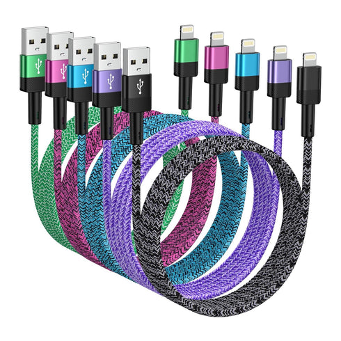 Charger 6FT/5Pack 3.1A Long USB Cable Car Fast Charger Cable Nylon Braided Cord...