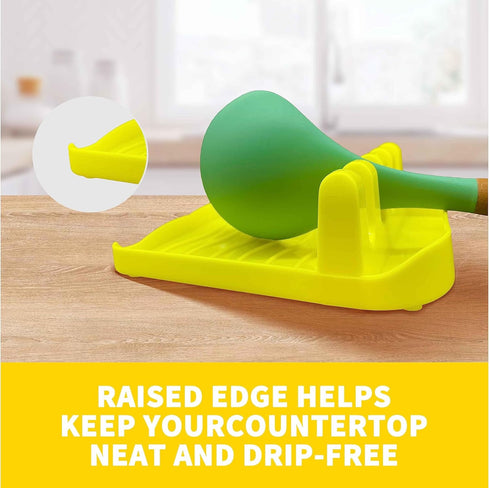 2 Pack Multiple Utensil Spoon Rest with Drip Pad Non-Slip Heat Resistant Kitchen and Grill Spoon Holder for Spatula, Ladle, Tongs, Kitchen Gadgets...