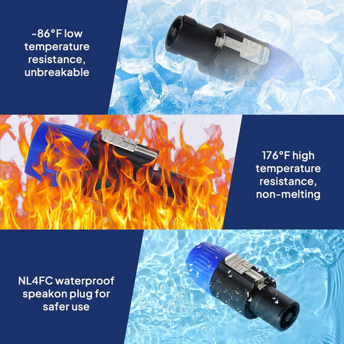 Pack of 8 NL4FC Speakon Connectors, 8pcs 4 Pole Speak-ON Connector with Twist Lock, Compatible NL4FX, NLT4X, NL2FC Adapter for Amplifier to Speake...