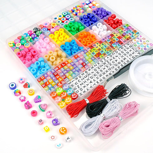 Dowsabel Bracelet Making Kit, Beads for Bracelets Making Pony Beads Polymer Clay Beads Smile Face Beads Letter Beads for Jewelry Making, DIY Arts ...