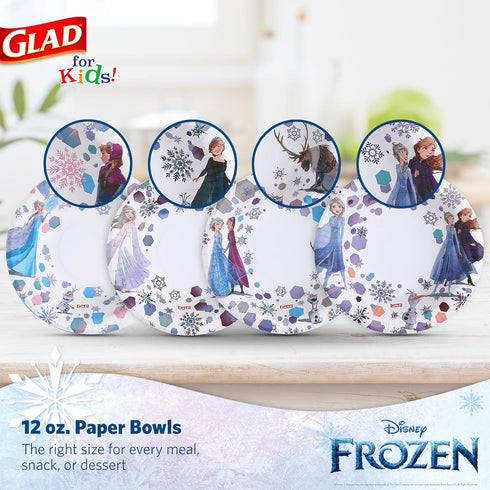 Glad for Kids Disney Frozen 12oz Paper Bowls| Disney Anna and Elsa Paper Bowls, Kids Bowls| Kid-Friendly Paper Bowls for Everyday Use, 12oz Paper ...