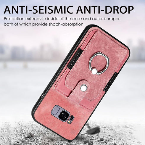 Asuwish Phone Case for Samsung Galaxy S8 Wallet Cover with Tempered Glass Screen Protector and Slim Ring Stand Credit Card Holder Leather Cell Acc...