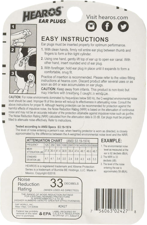 HEAROS Xtreme Protection Series Foam Ear Plugs, 14 Pair (Pack of 3)...