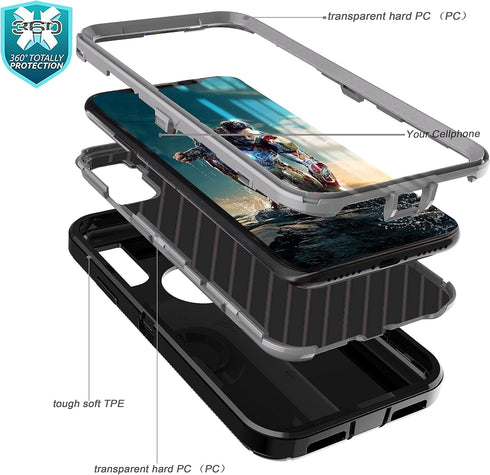 YmhxcY for iPhone XR Case Shockproof Dropproof Dust-Proof Drop Proof 3-Layer Durable Phone Case Heavy Duty Protection Phone Case Cover for Apple i...