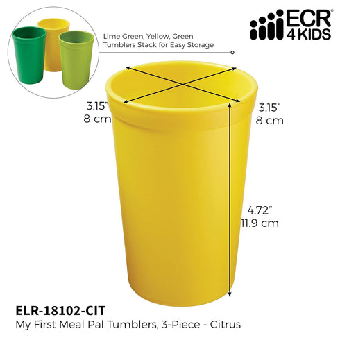 ECR4Kids My First Meal Pal Drinking Cups, Kids Plastic Tableware, Stackable and Dishwasher Safe, Stackable Tumblers for Baby, Toddler and Child Fe...