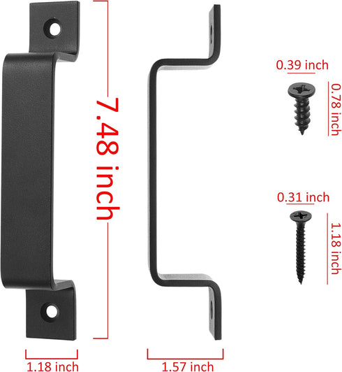 Kare Kind 1x Barn Door Handle (Black) - 7.48-inch Steel with Smooth Edges - Rustic Door Pull for Barn Doors, Sheds, Garages, Gates - Tapping Screw...