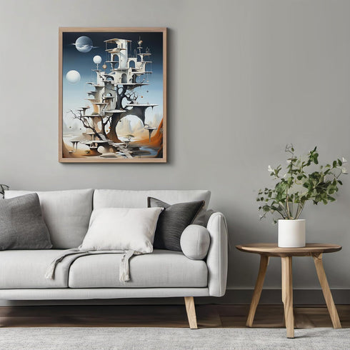 Posterizer 1 pcs-futuristic building in alilen world-Abstract & Modern Art-Fantasy & Fiction Art-Gift for Art Lovers-Decor for Home & Office- UNFR...