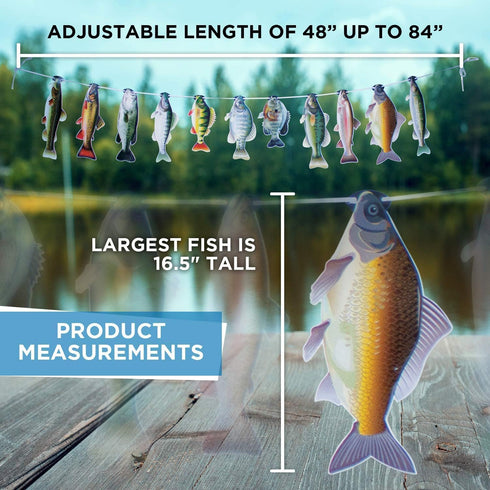 Havercamp Gone Fishin String Hanging Banner for Fish Fry, Bass Fishing, Freshwater Pond & Salt Water Tournament Fishing Decorations...