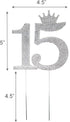 Number 15 Quinceanera Rhinestone Princess Crown Monogram Cake Topper - Sweet 15th Birthday Party (Silver)...