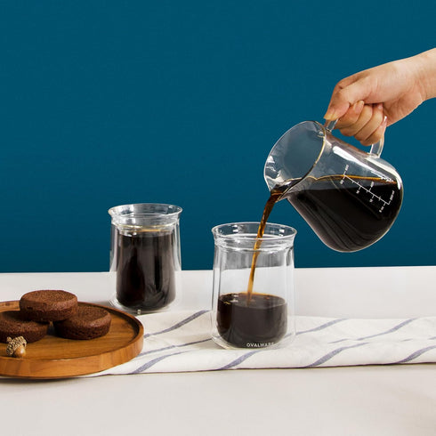 Glass Range Coffee Server For Pour Over Coffee & Tea - 600ml/20oz Ovalware Microwave Safe & Heatproof 2.5mm Thick Glass Body...