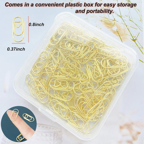 120 PCS Gold Heart Shaped Paper Clips 0.78inch Small Paper Clips Cute Mini Paperclips Invitations Paperclips Decorative Paper Clips for Office Sch...