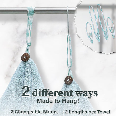 myHomeBody Hand Towels with Hanging Loops, Absorbent Charcoal Fiber Cleaning Clothes with Coconut Shell Button for Kitchen, Round Shape, Set of 2,...