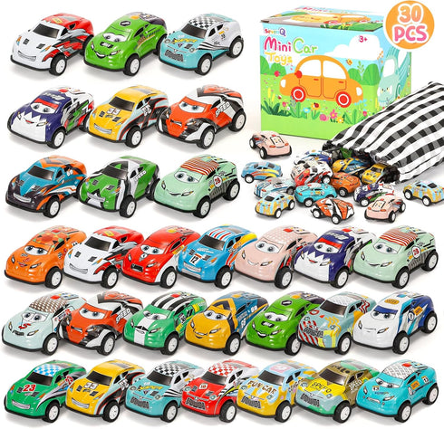 Toy Cars for Kids Ages 4-8, 30Pcs Pull Back Cars Playses with Storage Bags, Race Car Party Favors for Toddler Boys Girls Treasure Box Prizes Rewar...