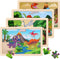 Wooden Puzzles Dinosaur Toys for Kids Ages 3-5, Set of 4 Packs with 20-Piece Wood Jigsaw Puzzles, Preschool Educational Brain Teaser Boards for Bo...