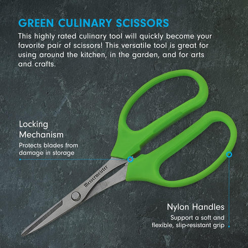 Messermeister 6-Inch Culinary Scissors, Green - All-Purpose Kitchen Scissors - 2Cr13 Stainless Steel & Nylon Slip-Resistant Handles...