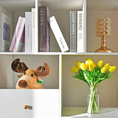 Mandy's Artificial Tulips 20 Stems Yellow PU Faux Flowers for Wedding Home Decor 13.5 Inch...