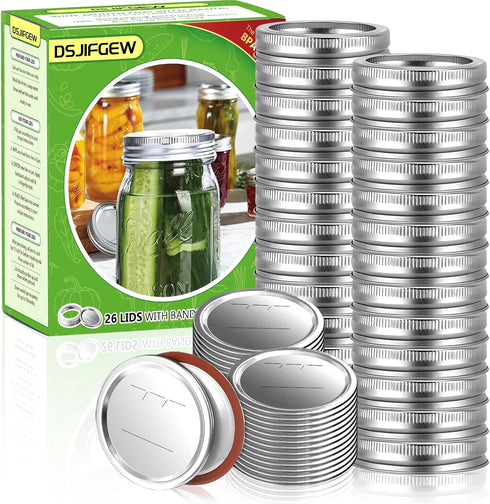 DSJIFGEW 52Pcs Premium Canning Lids, Rings for Regular Mouth Mason Jars - Food Grade Split-Type Metal Canning Kerr Jar Ball Lids...