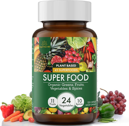 Super Greens and Reds Daily Fruits and Veggies Supplement: Gluten Free, Organic Superfood Greens Supplement Capsules & Cruciferous Vegetable Suppl...