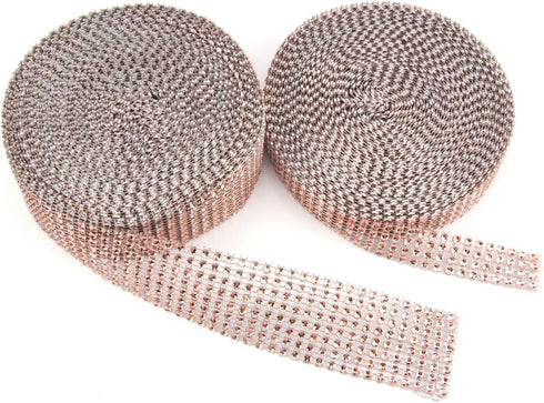 BTSD-home 20Yards Rhinestone Diamond Ribbon Roll for Wedding Cakes, Birthday Decorations, Baby Shower Events, Arts and Crafts Projects 2 Rolls (Ch...