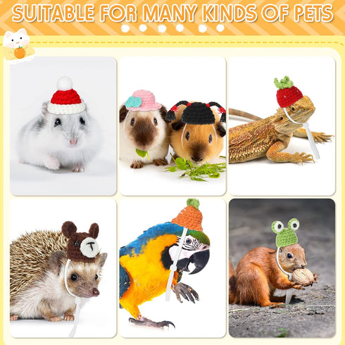 12 Pcs Hamster Hat Mini Hats for Snakes Small Animals Guinea Pig Hat Hamster Clothes Cute Tiny Rat Hat for Snakes Pets Lizards Hamsters Bearded Dr...