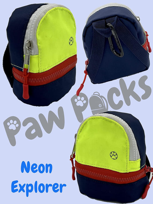 LLC Dog Backpack, Cat Backpack, Small Carrier | Clip on Harness or Leash, Fun Pet Treat Holder, Toy Bag, or Waste Dispenser | OG Neon Series Color...