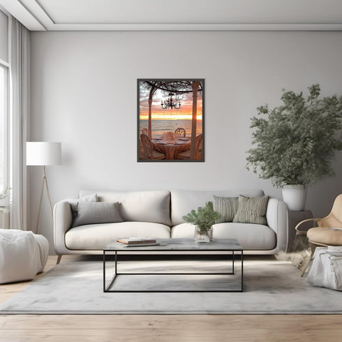 Posterizer 1 pcs-Valentine's day sunset dinner at the beach cute poster -2-Romantic Art-Holiday Poster Collection-Gift for Couples boyfriend girlf...