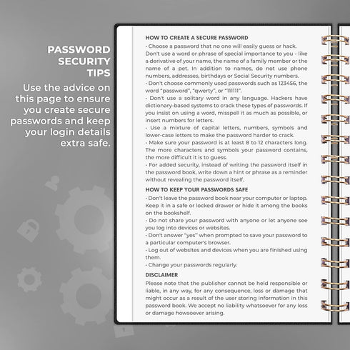 Clever Fox Password Book Spiral – Internet Address & Password Organizer with Laminated Alphabetical Tabs – Password Keeper Journal – Hardcover, Me...