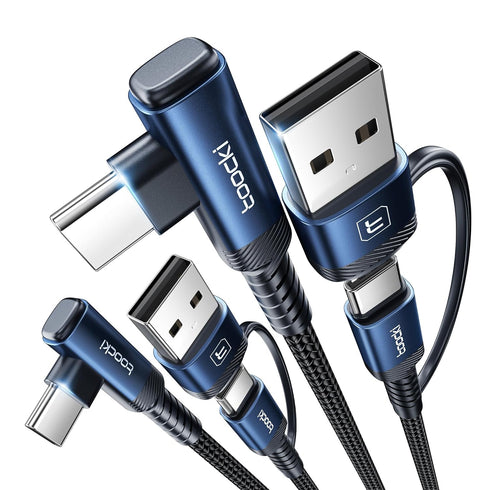 60W USB C to USB C Cable (2-Pack 6.6FT), Right Angle Fast Charging USB A to USB C Charger Cable Compatible with iPhone15 Pro Max/Plus/MacBook Air/...