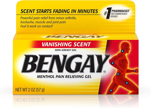 Vanishing Scent Bengay Pain Relief Gel, Non-Greasy Topical Pain Reliever with Cooling Menthol, 2 oz...