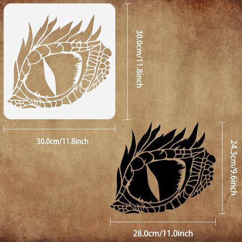 FINGERINSPIRE Dragon Eye Painting Stencil 11.8x11.8inch Reusable Eye of The Dragon Pattern Drawing Template DIY Craft Dinosaurs Eyes Decoration St...