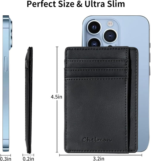 Chelmon Slim Wallet, Wallet for Men & Women, Minimalist Front Pocket RFID Blocking Leather Wallet Secure Credit Card Holder Small Wallet...