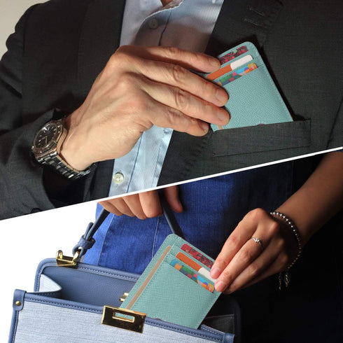 Borgasets Slim Wallet for Men Women Minimalist Thin Travel Front Pocket Genuine Leather Credit Card Holder with RFID Blocking...